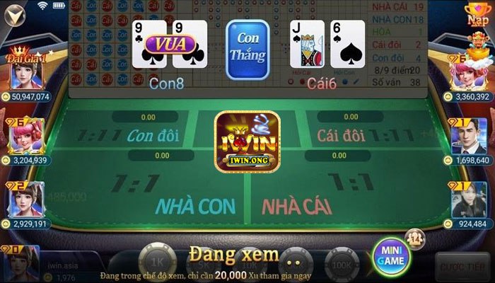 Cách truy cập vào bài Baccarat tại cổng game Iwin