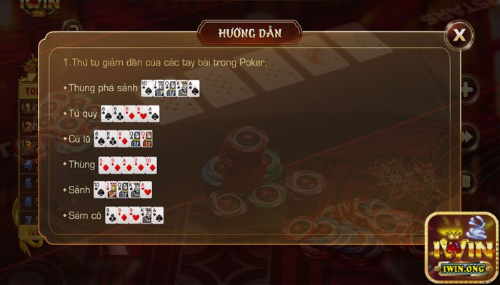 Hướng dẫn cách chơi và luật chơi game bài Poker Iwin